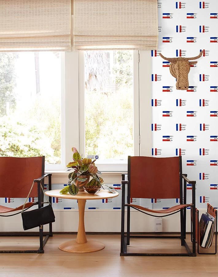 'Merci Flag' Wallpaper By Clare V. - White 4 'Merci Flag' Wallpaper By Clare V. - White - Image 2