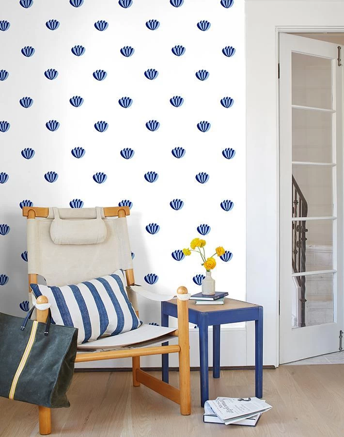 'Lotus' Wallpaper By Clare V. - Blue 4 'Lotus' Wallpaper By Clare V. - Blue - Image 2