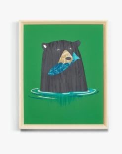 'A Bear And His Fish' Framed Art By Tea Collection