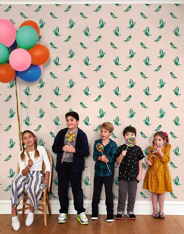 'Small Alexandrine Parakeet' Wallpaper By Tea Collection - Caribbean 4 'Small Alexandrine Parakeet' Wallpaper By Tea Collection - Caribbean - Image 2