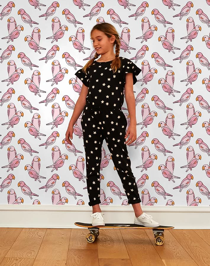 'Alexandrine Parakeet' Wallpaper By Tea Collection - Pink 4 'Alexandrine Parakeet' Wallpaper By Tea Collection - Pink - Image 2