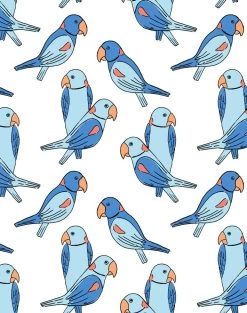 'Alexandrine Parakeet' Wallpaper By Tea Collection - Blue