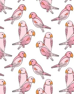 'Alexandrine Parakeet' Wallpaper By Tea Collection - Pink