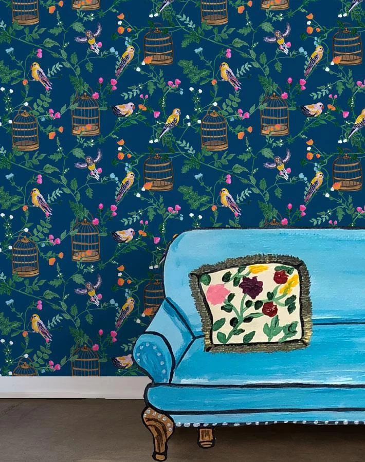 'Ann's Garden' Wallpaper By Carly Beck - Deep Navy 4 'Ann's Garden' Wallpaper By Carly Beck - Deep Navy - Image 2