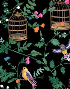 'Ann's Garden' Wallpaper By Carly Beck - Black