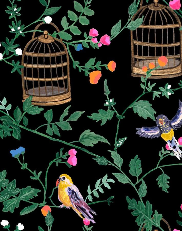'Ann's Garden' Wallpaper By Carly Beck - Black 3 'Ann's Garden' Wallpaper By Carly Beck - Black