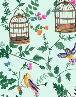 'Ann's Garden' Wallpaper By Carly Beck - Robins Egg
