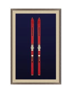 'Antique Skis Navy 2' By Nathan Turner Framed Art