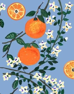 'Arance Dolci' Wallpaper By Carly Beck - Blue -Wall Decoration Store Arance Dolci Blue detail c43d7531 0920 4eeb 9e4a d021995f9e83