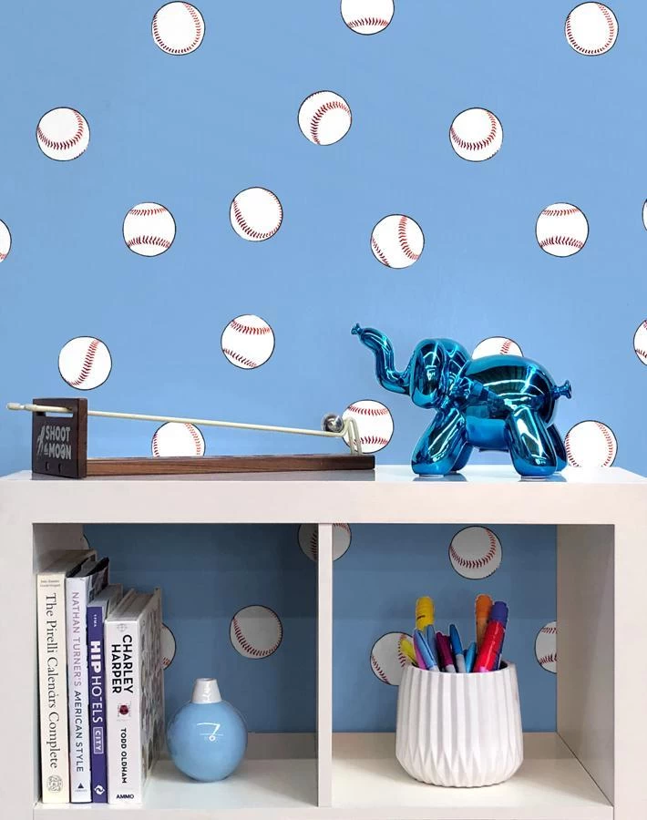 'Baseball Toss' Wallpaper By Wallshoppe - Denim 4 'Baseball Toss' Wallpaper By Wallshoppe - Denim - Image 2