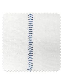 'Fabric By The Yard - Baseball Stitch - Blue On Linen
