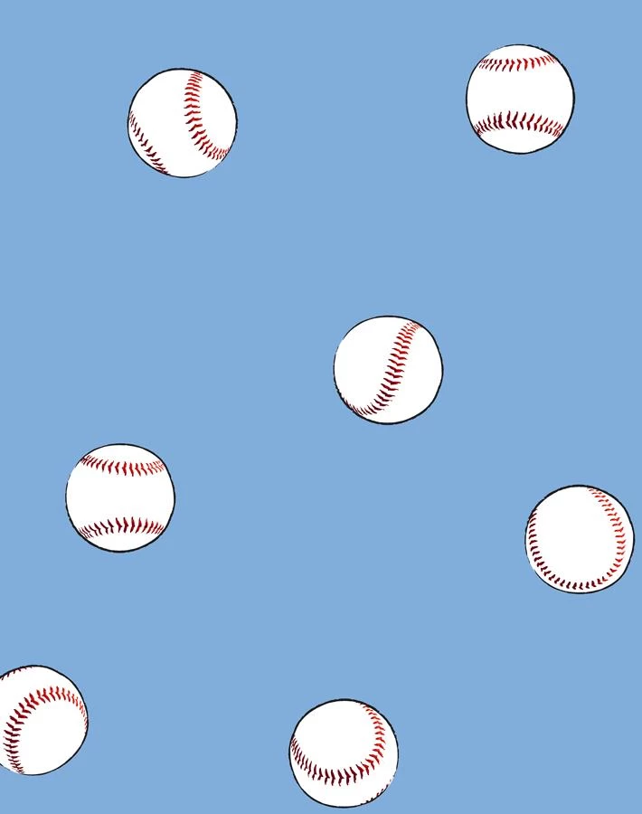 'Baseball Toss' Wallpaper By Wallshoppe - Denim 3 'Baseball Toss' Wallpaper By Wallshoppe - Denim