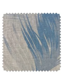 'Fabric By The Yard - Belafonte Palm - Blue On Flax Linen