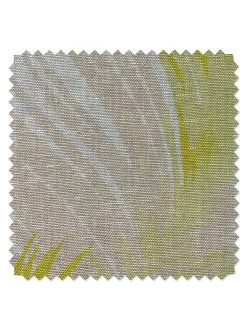 'Fabric By The Yard - Belafonte Palm - Yellow On Flax Linen