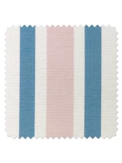 'Fabric By The Yard - Between The Lines - Blue Pink On Linen