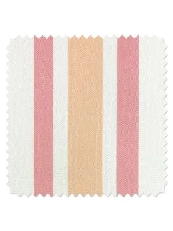 'Fabric By The Yard - Between The Lines - Peach Pink On Linen