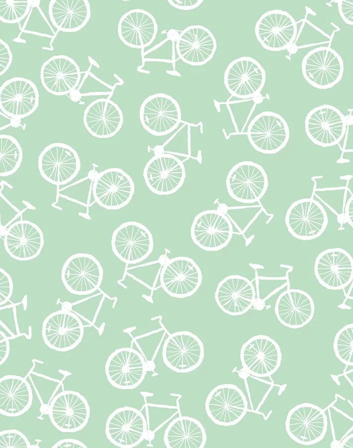 'Bicycles' Wallpaper By Tea Collection - Aventurine 3 'Bicycles' Wallpaper By Tea Collection - Aventurine