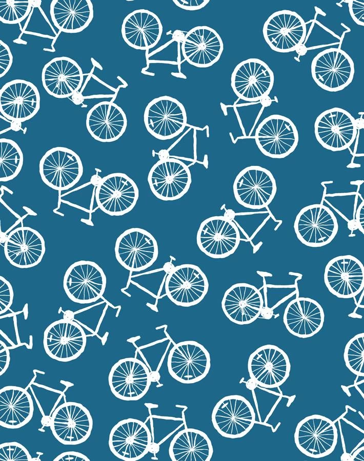 'Bicycles' Wallpaper By Tea Collection - Cadet Blue 3 'Bicycles' Wallpaper By Tea Collection - Cadet Blue