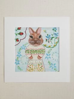 'Bunny Burchington' By Carly Beck Art Print -Wall Decoration Store Birch Bunny by CAB Grasscloth Portrait Design