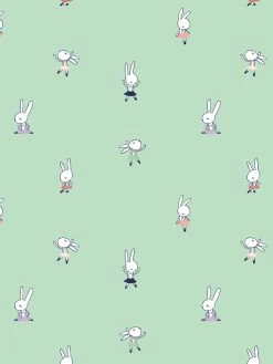 'Ballet Bunnies' Wallpaper By Tea Collection - Aventurine