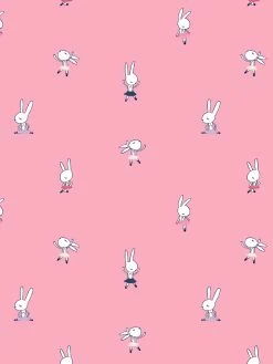 'Ballet Bunnies' Wallpaper By Tea Collection - Bubblegum