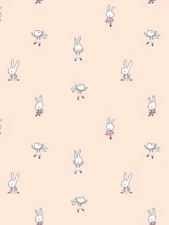 'Ballet Bunnies' Wallpaper By Tea Collection - Peach