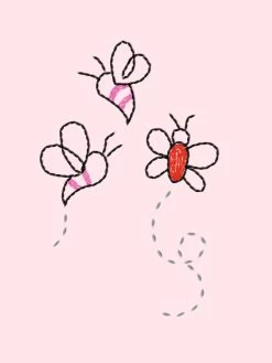 'Bzzz' Wallpaper By Lingua Franca - Pink -Wall Decoration Store Bzzz Pink Detail