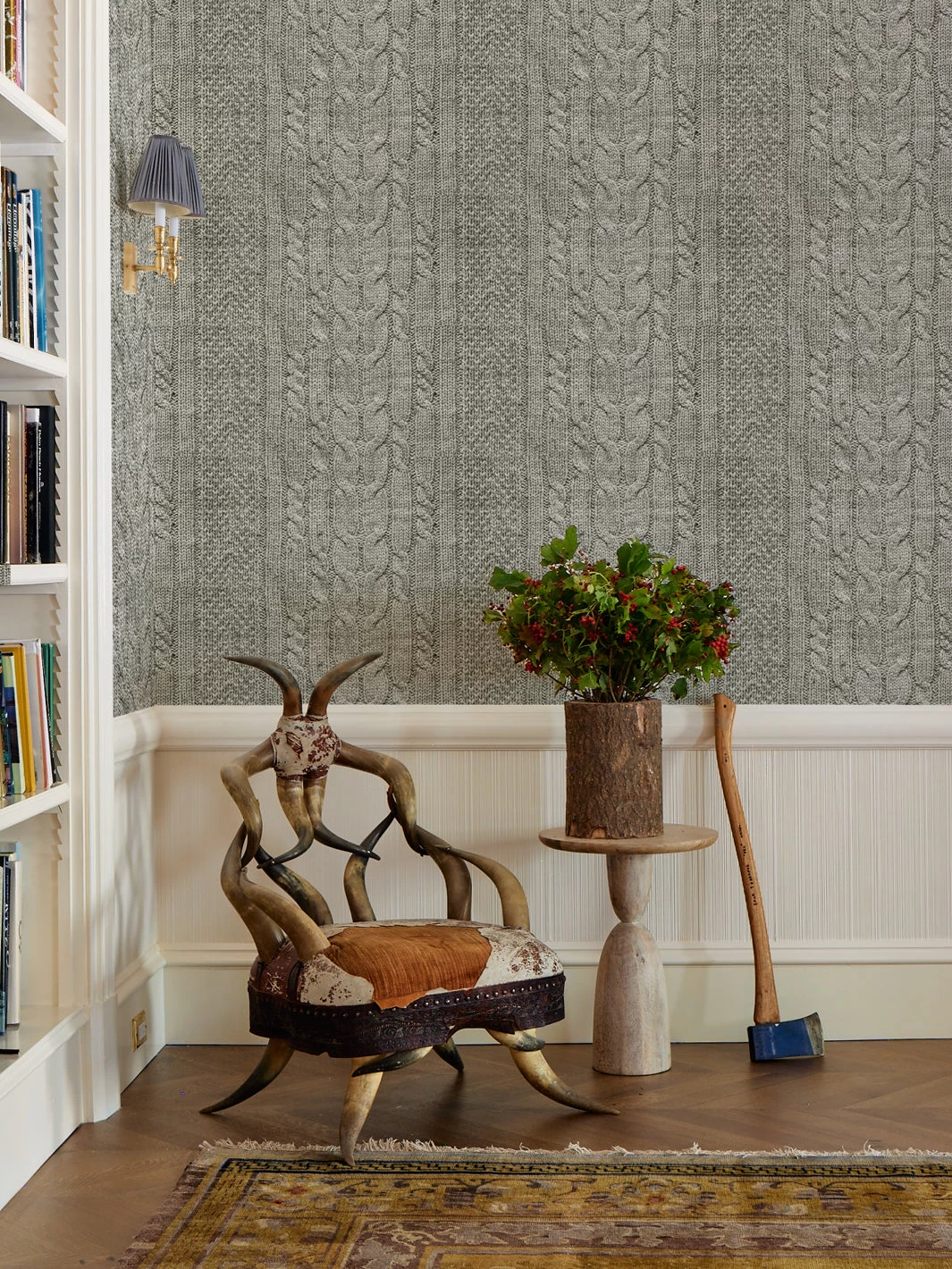 'Cable Knit' Wallpaper By Lingua Franca - Heather Gray 3 'Cable Knit' Wallpaper By Lingua Franca - Heather Gray