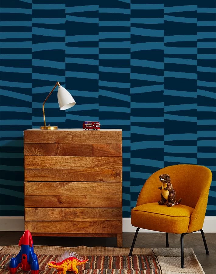 'Canals' Wallpaper By Clare V. - Blue / Indigo 4 'Canals' Wallpaper By Clare V. - Blue / Indigo - Image 2