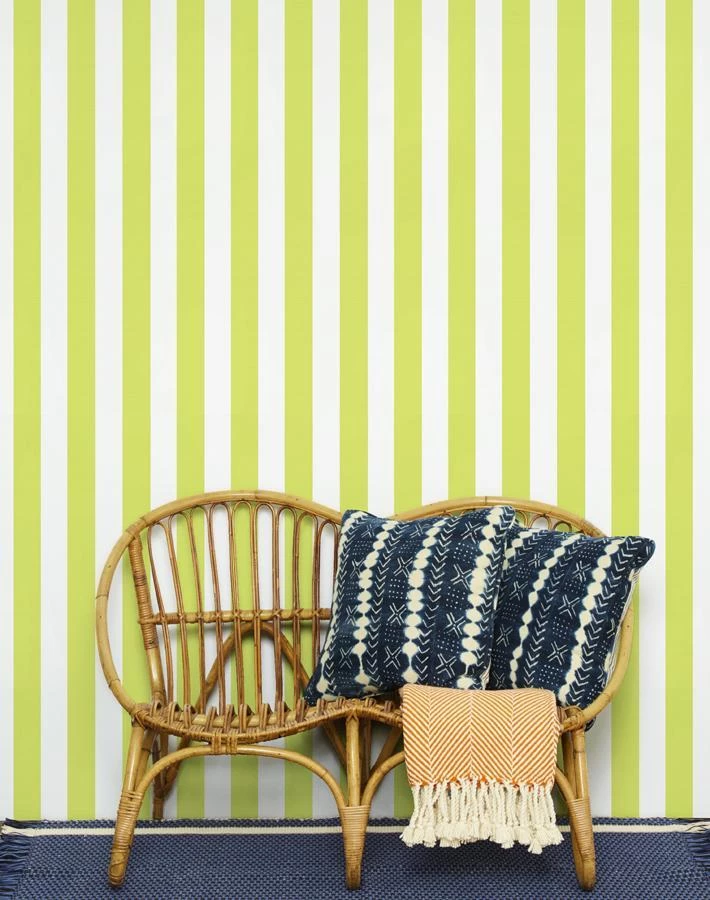 'Candy Stripe' Wallpaper By Wallshoppe - Lime 4 'Candy Stripe' Wallpaper By Wallshoppe - Lime - Image 2