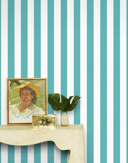 'Candy Stripe' Wallpaper By Wallshoppe - Teal 4 'Candy Stripe' Wallpaper By Wallshoppe - Teal - Image 2
