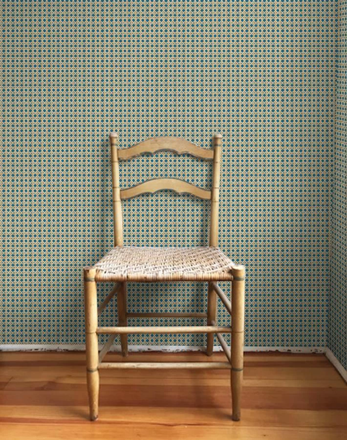 'Faux Caning' Wallpaper By Wallshoppe - Cadet Blue 4 'Faux Caning' Wallpaper By Wallshoppe - Cadet Blue - Image 2
