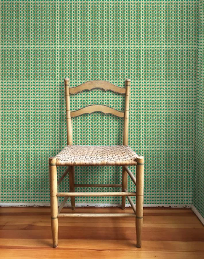 'Faux Caning' Wallpaper By Wallshoppe - Emerald 4 'Faux Caning' Wallpaper By Wallshoppe - Emerald - Image 2