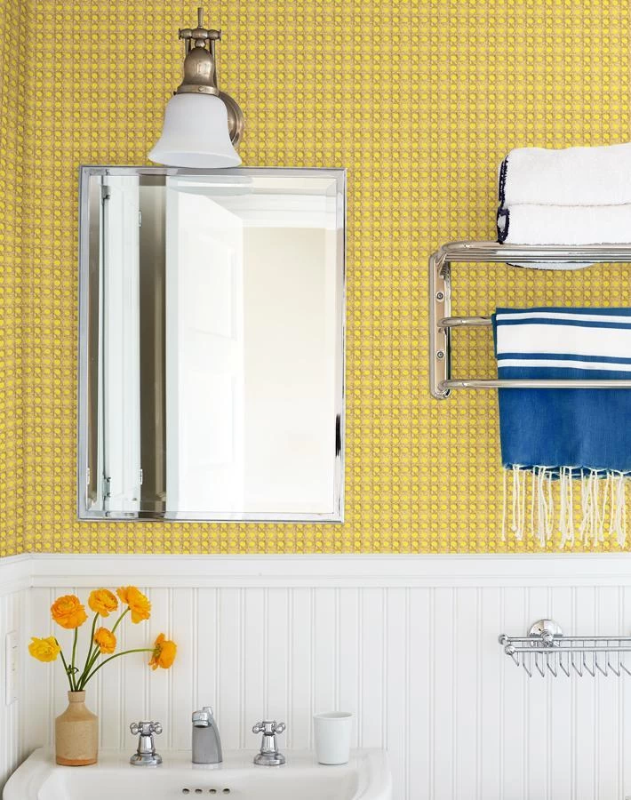 'Faux Caning' Wallpaper By Wallshoppe - Daffodil 4 'Faux Caning' Wallpaper By Wallshoppe - Daffodil - Image 2