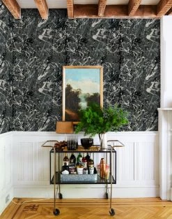 'Pratt Paint' Wallpaper By Chris Benz - Charcoal -Wall Decoration Store Chris Benz Dining Room Bar Cart PrattPaint 2charcoal d09f15a3 968a 4b8a 94ec 762d1ad662aa