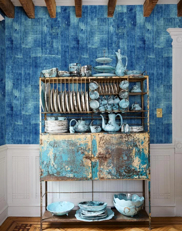 'Lafayette Patchwork' Wallpaper By Chris Benz - Blue 4 'Lafayette Patchwork' Wallpaper By Chris Benz - Blue - Image 2