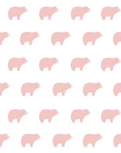 'Chubby Bear' Wallpaper By Tea Collection - Pink