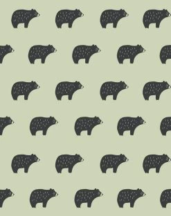 'Chubby Bear' Wallpaper By Tea Collection - Pistachio