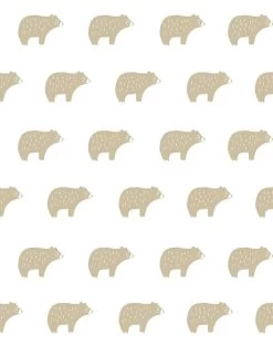 'Chubby Bear' Wallpaper By Tea Collection - Taupe
