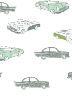 'Classic Cars' Wallpaper By Tea Collection - Aventurine -Wall Decoration Store Classic Cars by Tea Collection Aventurine Detail