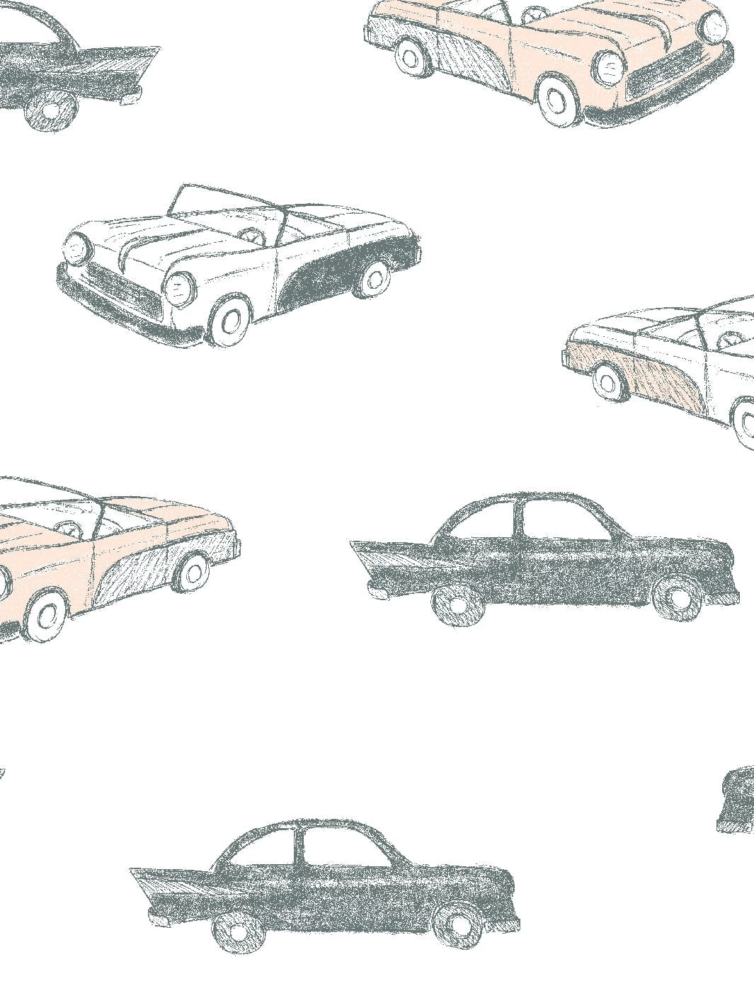 'Classic Cars' Wallpaper By Tea Collection - Peach 5 'Classic Cars' Wallpaper By Tea Collection - Peach - Image 3