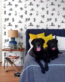 'Nacho Toile' Wallpaper By Nathan Turner - White -Wall Decoration Store Dogs bedroom NachoToile white 0f10d0be ac09 4a17 b06b 941eaa85a8d8