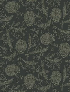 'Eleanor Rigby' Wallpaper By Wallshoppe - Charcoal / Umber