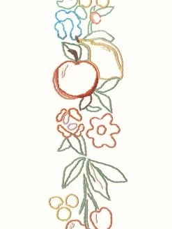 'Embroidered Fruit Vines' Wallpaper By Lingua Franca - Cream -Wall Decoration Store EmbroideredFruitVines Cream Detail