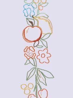 'Embroidered Fruit Vines' Wallpaper By Lingua Franca - Lavender -Wall Decoration Store EmbroideredFruitVines Lavender Detail