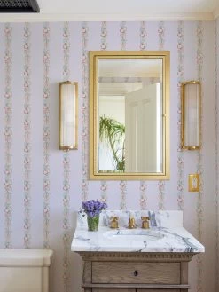 'Embroidered Fruit Vines' Wallpaper By Lingua Franca - Lavender