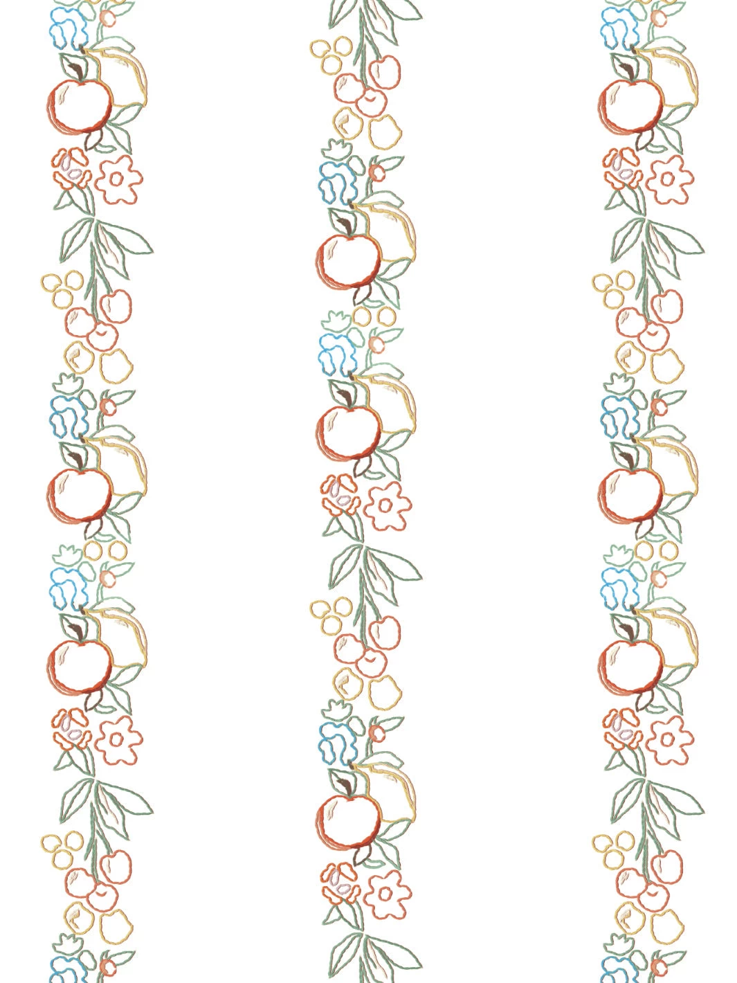'Embroidered Fruit Vines' Wallpaper By Lingua Franca - White 4 'Embroidered Fruit Vines' Wallpaper By Lingua Franca - White - Image 2
