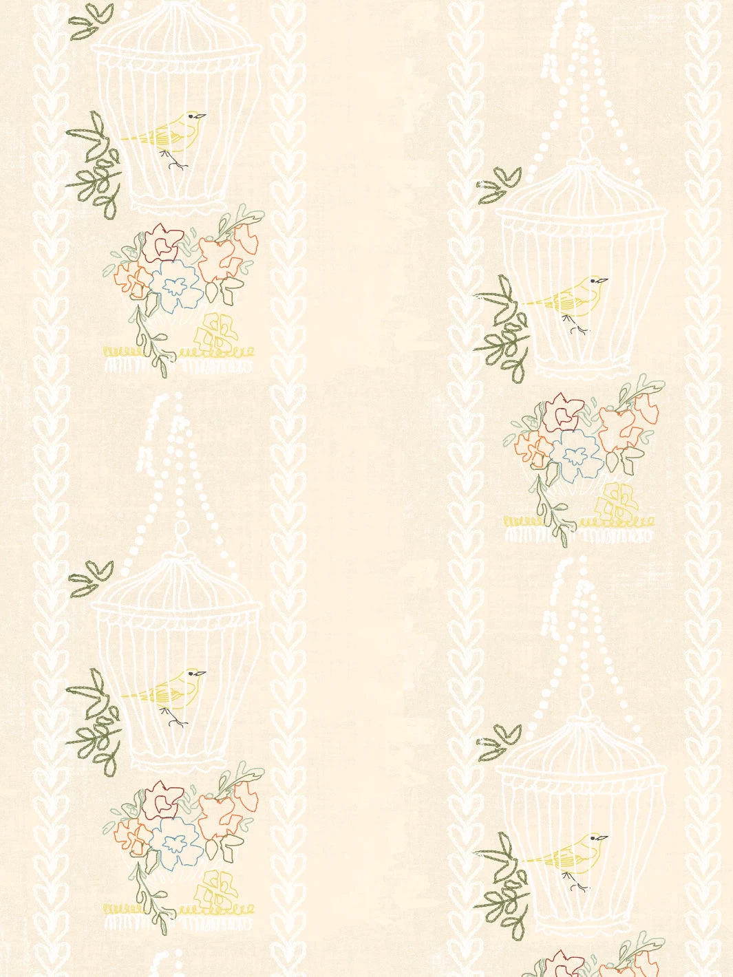 'Embroidered Birdcages' Wallpaper By Lingua Franca - Cream 4 'Embroidered Birdcages' Wallpaper By Lingua Franca - Cream - Image 2