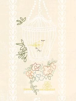 'Embroidered Birdcages' Wallpaper By Lingua Franca - Cream 7 'Embroidered Birdcages' Wallpaper By Lingua Franca - Cream -Wall Decoration Store Embroidered Birdcages Cream Detail