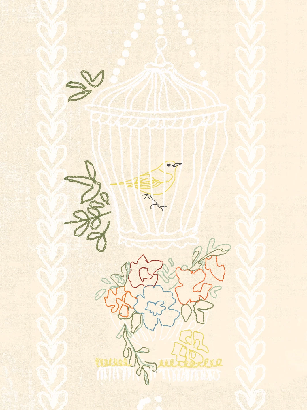 'Embroidered Birdcages' Wallpaper By Lingua Franca - Cream 5 'Embroidered Birdcages' Wallpaper By Lingua Franca - Cream - Image 3